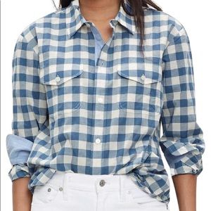 Madewell Blue Gingham plaid button down blouse
